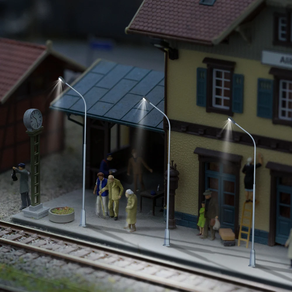 1/50-500 modello in scala luci lampione stradale a LED accessorio Diorama architettura paesaggio treno Layout kit lampada 3V metallo acciaio