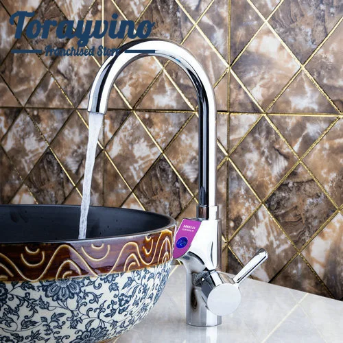 

Kitchen sink Faucets Torneira Swivel 360 Pink Digital Display Chrome Brass Sink Single Handle Vessel Faucets water Mixer Taps