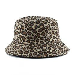 2024 Leopard Print Bucket Hat Reversible Fisherman Hat Outdoor Travel Panama Hat Sun Cap Hats For Men and Women