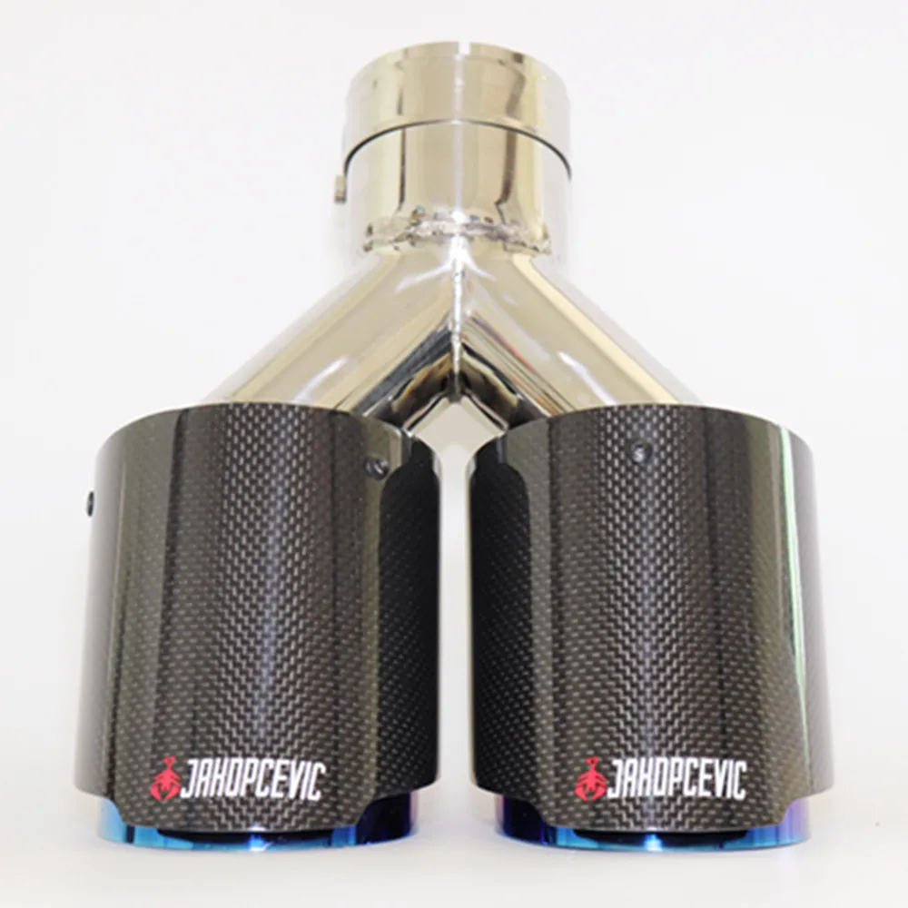 1Piece For Akrapovic Car Carbon Fiber Muffler Tip Y Shape Double Exit Exhaust Pipe Mufflers Nozzle Decoration