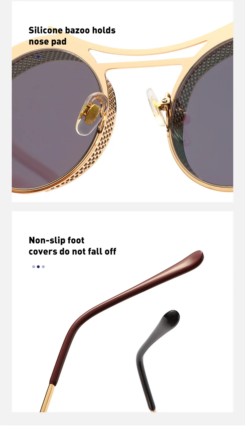 Steampunk Sonnenbrille Männer Mode Runde Punk Gläser Frauen Vintage Luxus Retro Vasos Decorativos Gafas De Sol Zonnebril Heren – Detail 13