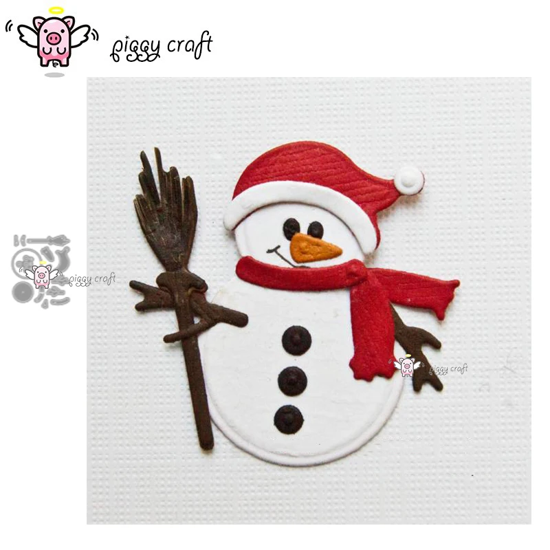 Piggy Craft metal cutting dies cut die mold Broom snowman decoration Scrapbook paper craft knife mould blade punch stencils dies