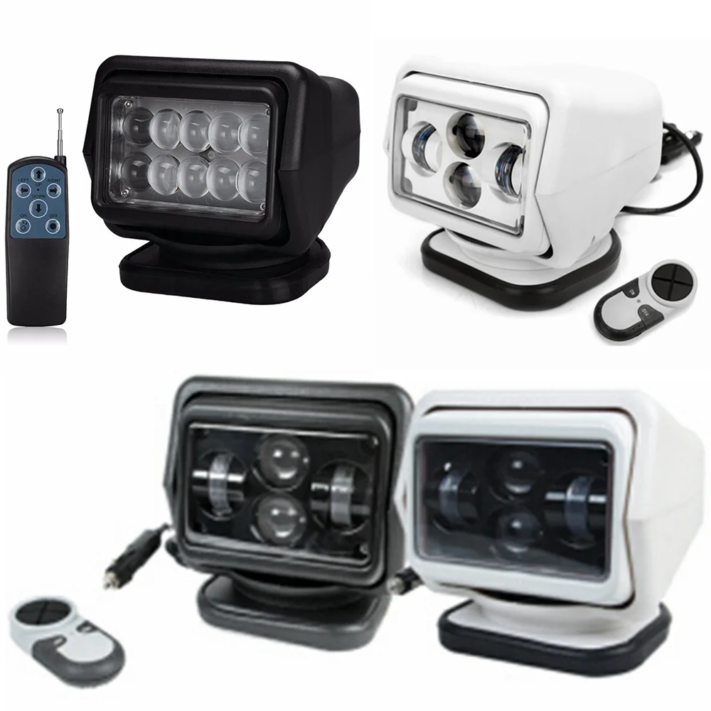 트럭 오프로드 SUV 보트 해양 운전 조명, 360 도 원격 제어, 7 인치 LED 서치라이트, 50W, 60W 회전 스포트라이트
