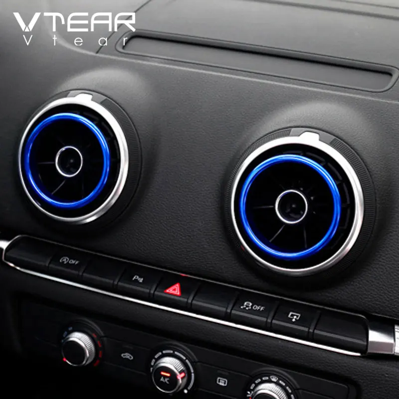 Vtear for Audi A3 8V S3 Q2 air outlet circle cover central console AC frame interior accessories mouldings car-styling 2013