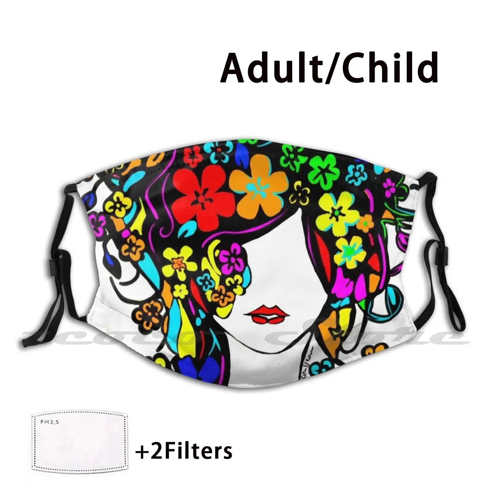 Harlem'S Flower Girl 4 Mask Cloth lavabile filtro fai da te Pm2.5 Adult Kids Expressionist