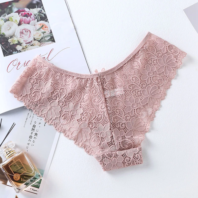 BANNIROU 1Pcs Sexy Panties For Woman Low-Rise Breathable Female Panty Lace Hollow Transparent Briefs Hot Sale Underwear Women