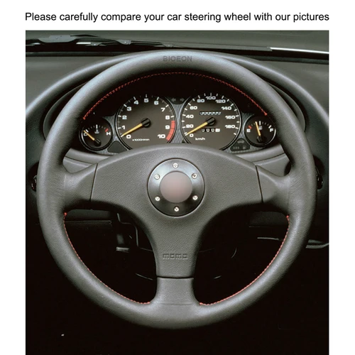 Imagen 2 del producto Funda de cuero Artificial para volante de coche, cosida a mano, color negro, para Honda Integra tipo R DC2 1996 1997 1998