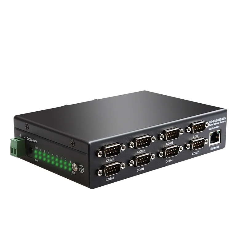 Conversor de dispositivo serial de 8 portas, ethernet, para rs232/422/485, suporta vcom/tcp server/tcp client/udp mode, grau industrial
