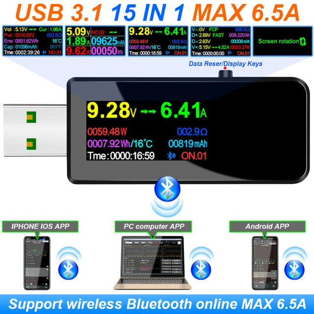 15 w 1 USB 3.1 Tester miernik prądu stałego woltomierz cyfrowy Voltimetro woltomierz Power Bank Wattmeter napięcie lekarz detektor