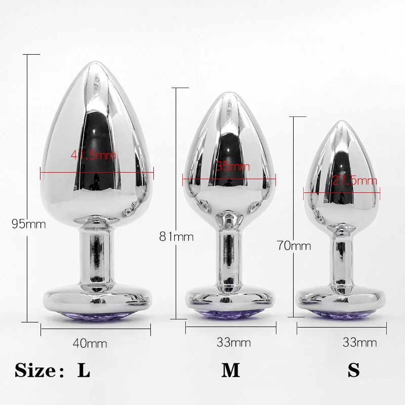 Anal Plug Stainless Steel Heart Crystal Anal Plug Removable Butt Plug Stimulator Anal Sex Toys Prostate Massager Dildo