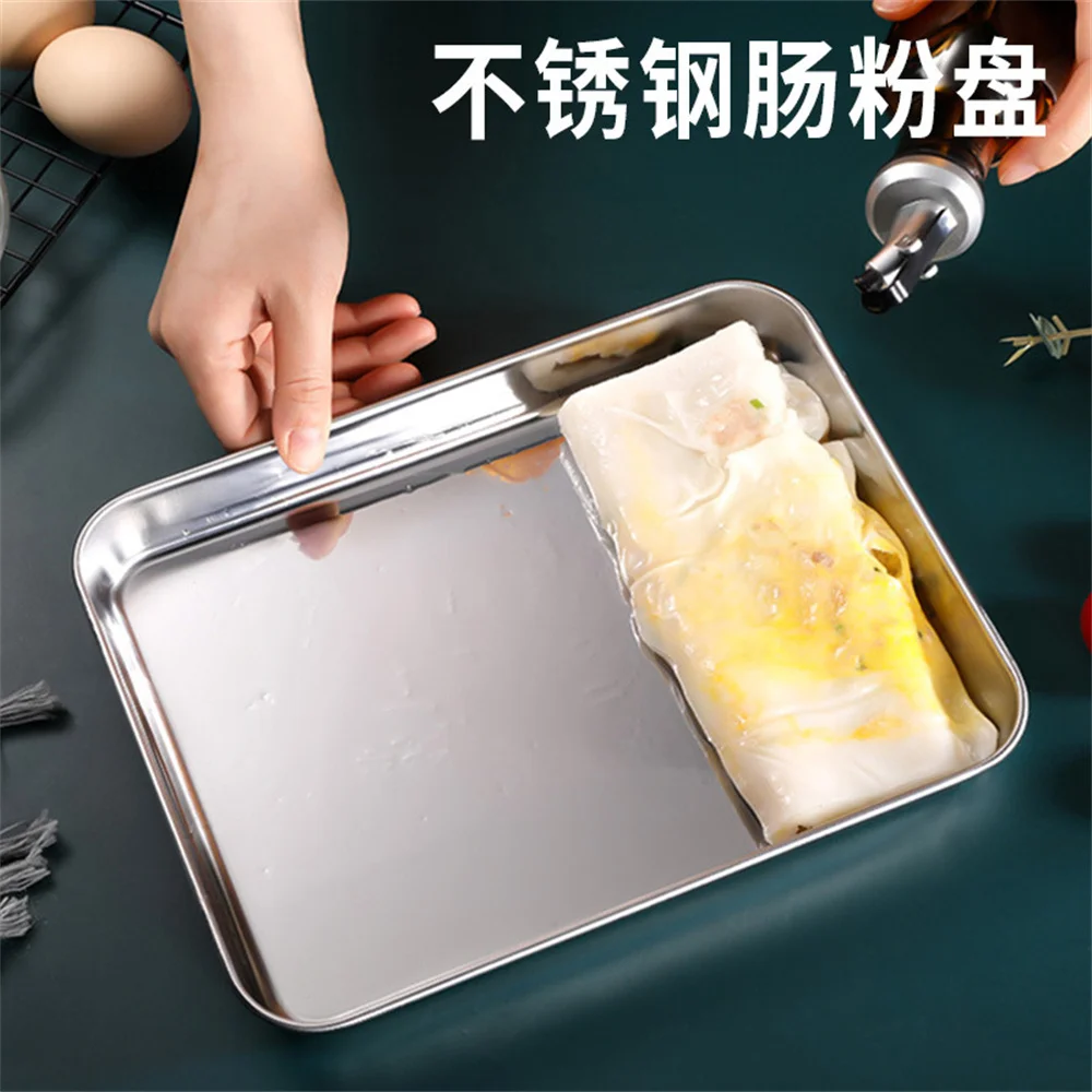 Rectangular Nonstick Pan Stainless Steel Cookie Cooking Sheet Baking Tray Steamed Sausage Dishes Fruit Grill Fish Plate Bakeware