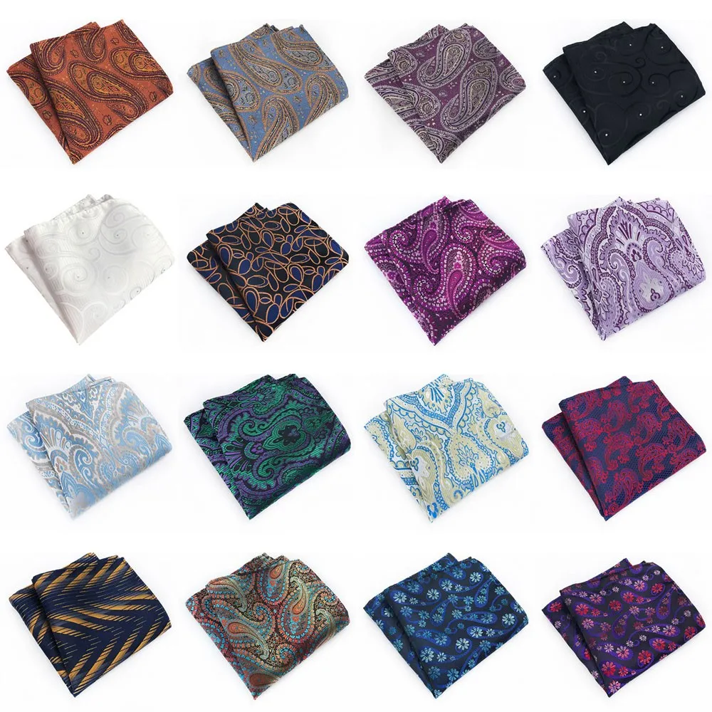 

Men Paisley Handkerchief Wedding Business Flower Jacquard Woven Pocket Square