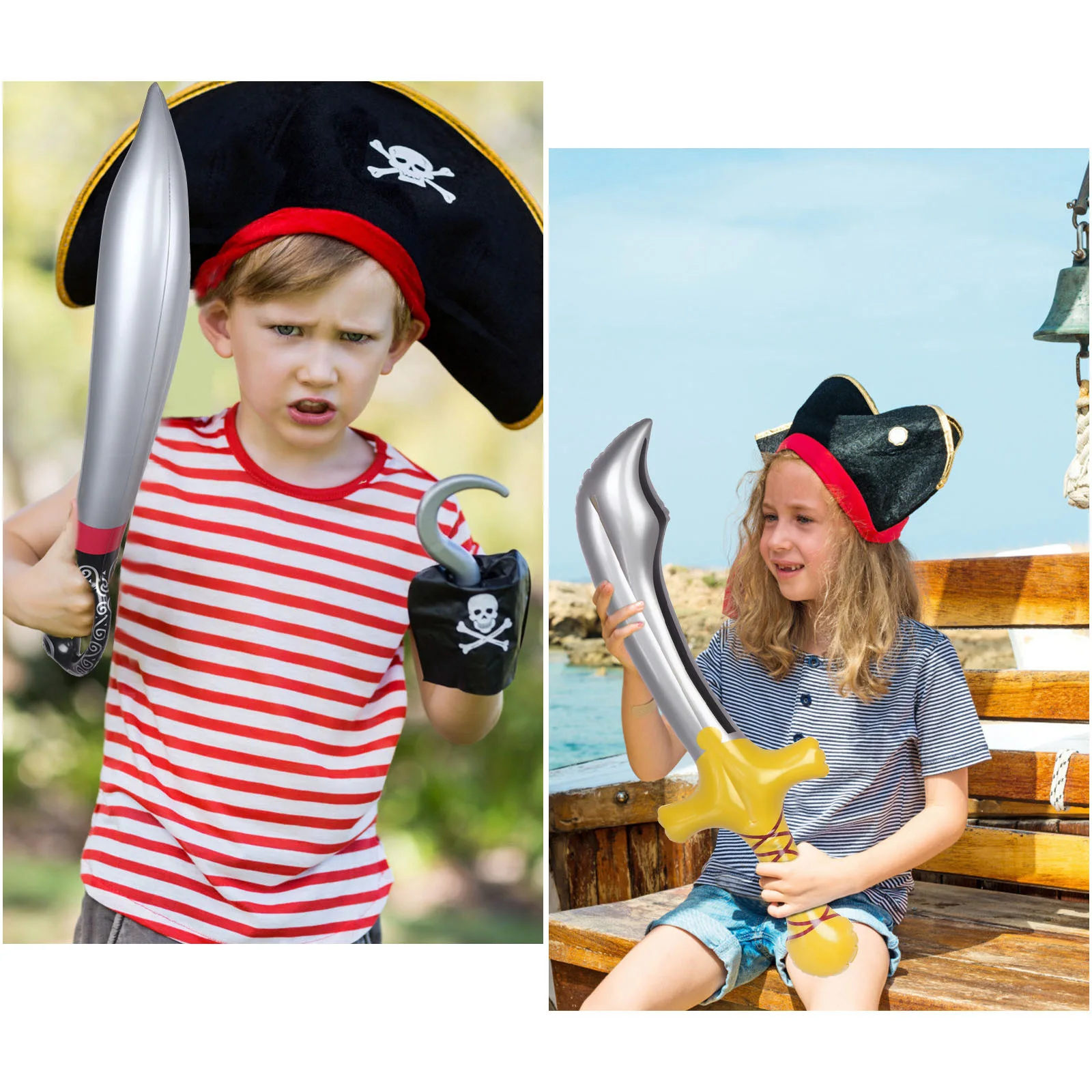 6pcs Inflatable Outdoor Fun Game Playing Birthday Party Favors Pirate Toy Sword Stage Props Inflated PVC Children Cosplay Random