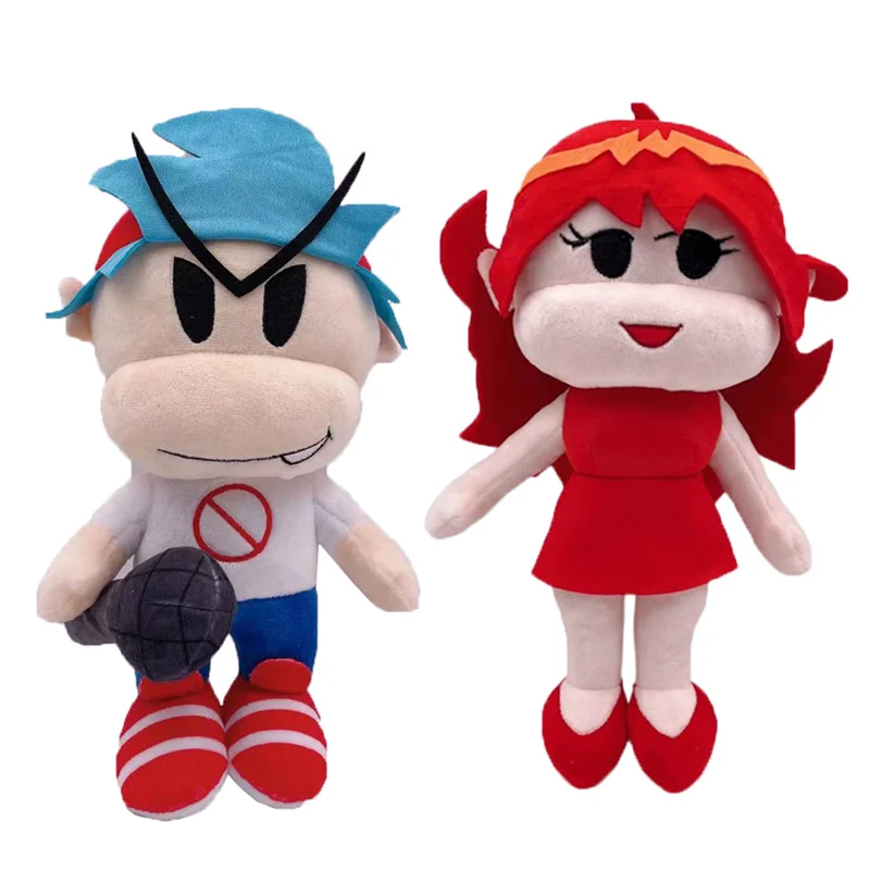 2pcs Set Game Friday Night Funkin Plushies Figures Boyfriend Girlfriend Plush Toys Stuffed Characters Soft Dolls Fans Kids Gift