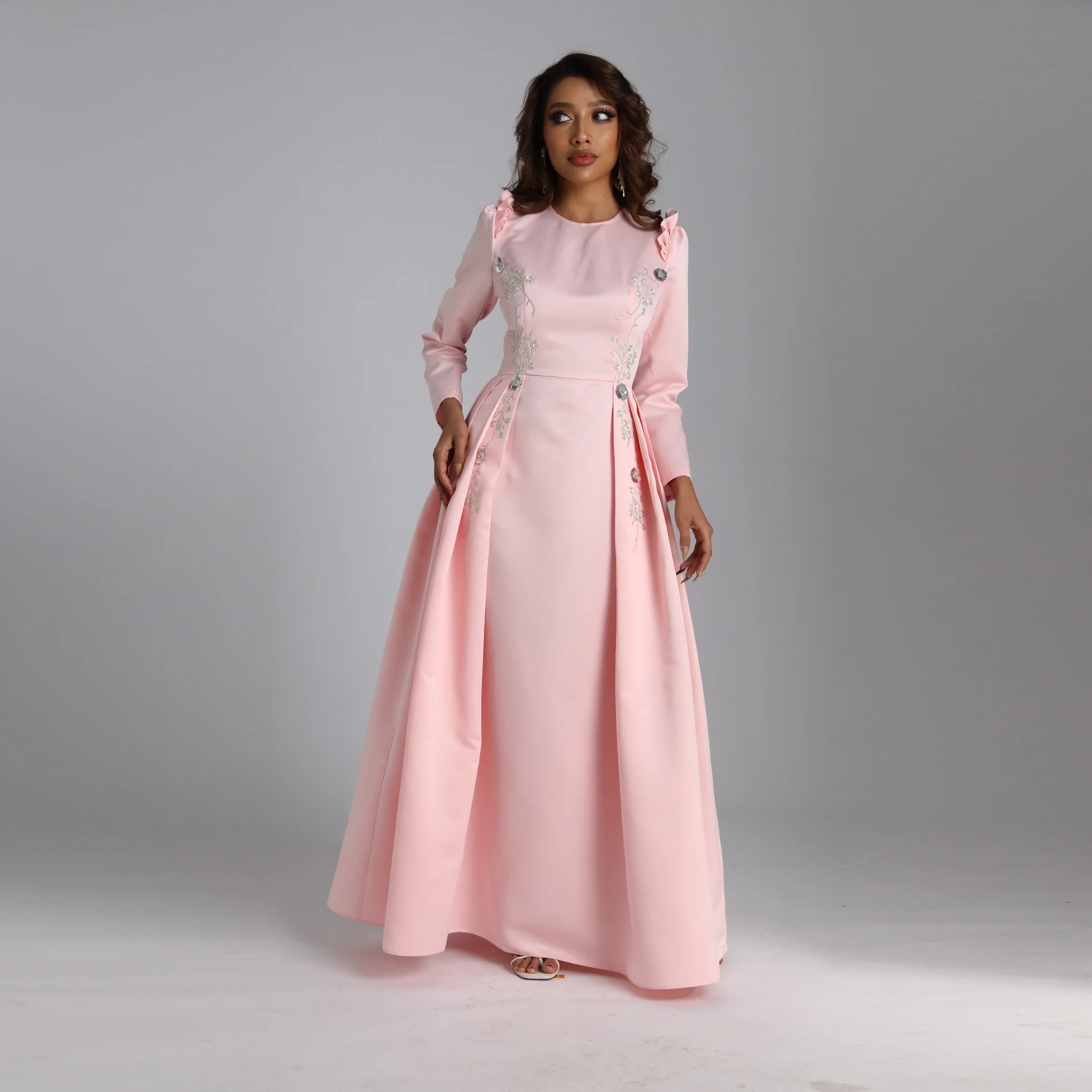 Novo vestido de baile de formatura de noite longa com lantejoulas bordado elegante moda feminina vestido muçulmano