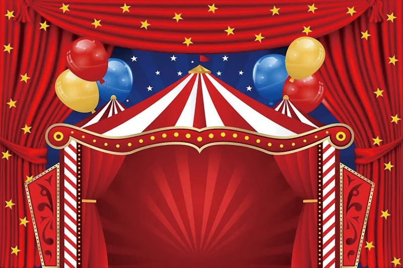 Laeacco circo striscia rossa tenda palcoscenico vinile sfondi bambino festa di compleanno ritratto personalizzato Poster fotografia sfondo