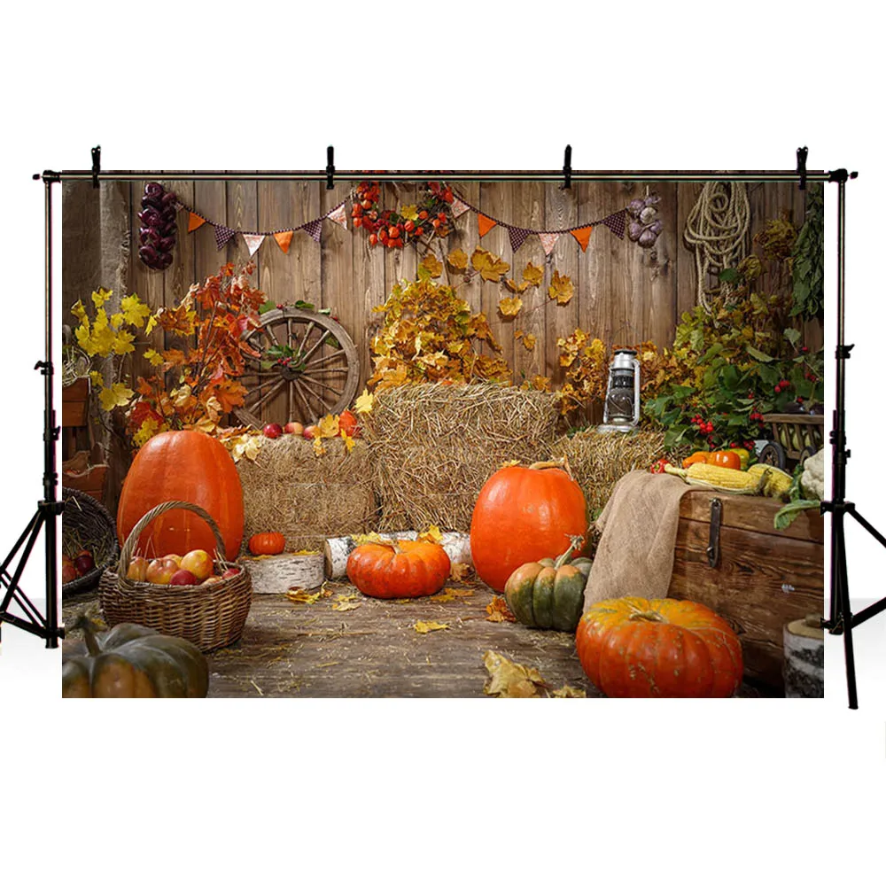 Mehofond Autumn Harvest Pumpkin Background For Photography Newborn Children Portrait Farm Barn Haystack Backdrop Photo Studio