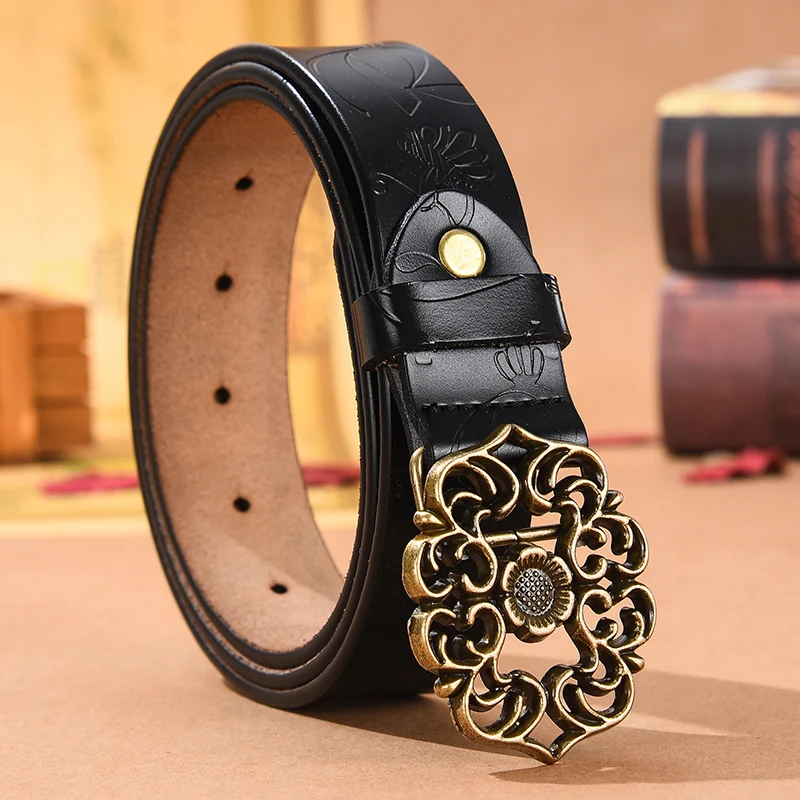 DINISITON 2021 New Women\'s Genuine Leather Belt Retro Style High Quality Women\'s Strap Fashion Luxury Ladies Belts Dropshipping