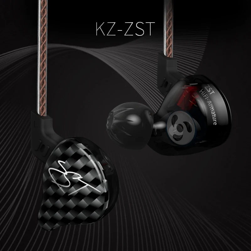 New KZ ZST por DD+BA heavy bass earphone headset HiFi earphone iron four core control exchange Bluetooth cable ZSN ZSA ZS10