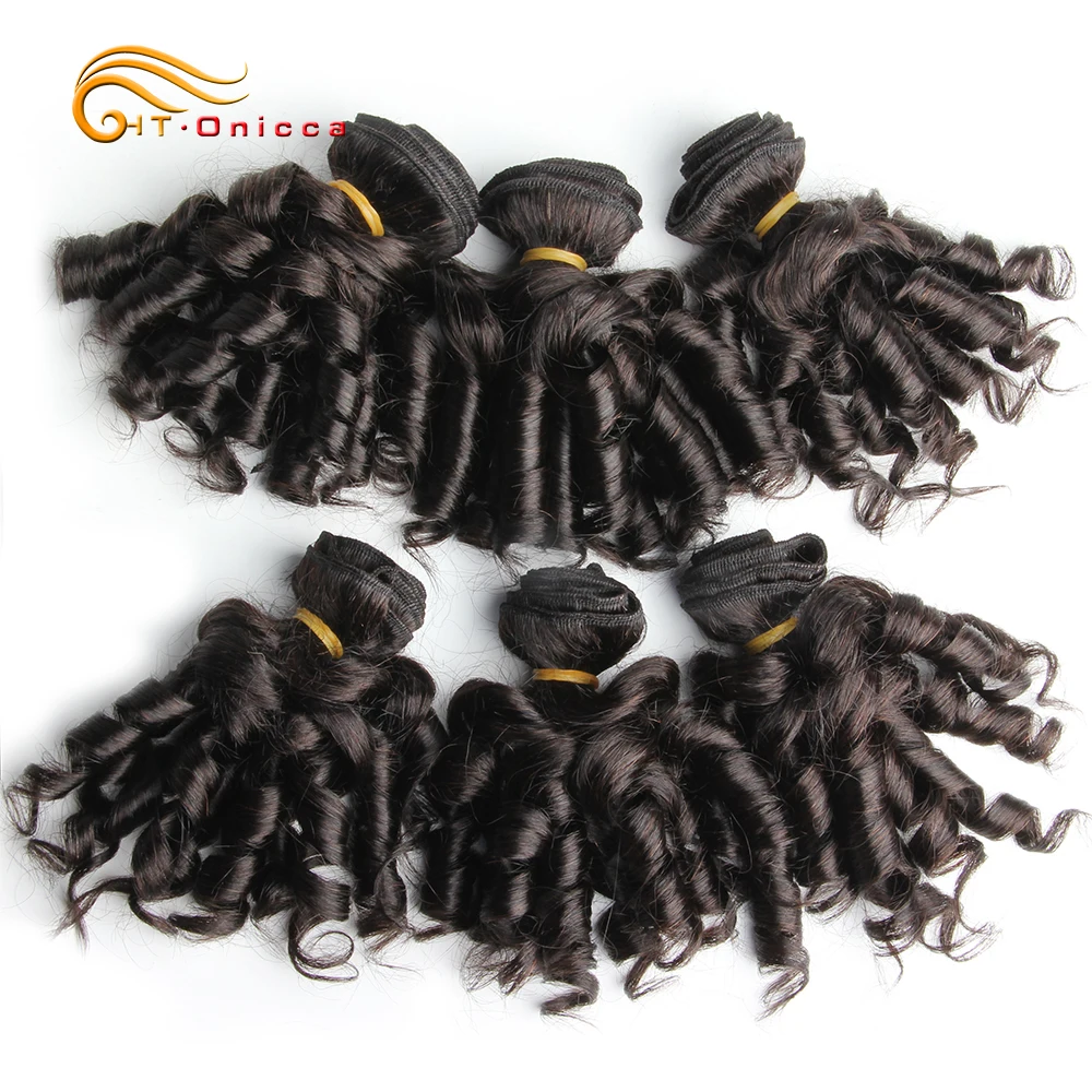 Brazilian Hair 8 Inch Short Human Hair Extensions Curly Hair Bundles 6Pcs Ombre Hair Weave Bundles Free Shipping Htonicca