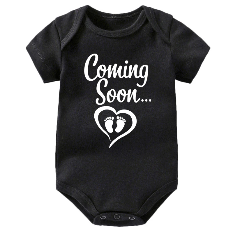 Coming Soon  Newborn Baby Bodysuits Cotton Summer Boys Girls Romper Body Pregnancy Reveal Clothes