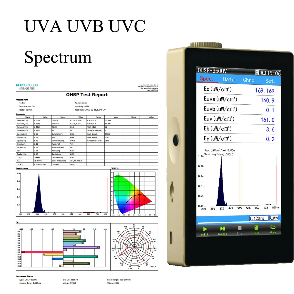 200-450nm spektralny miernik światła OHSP350UVS spektrometr długości fali