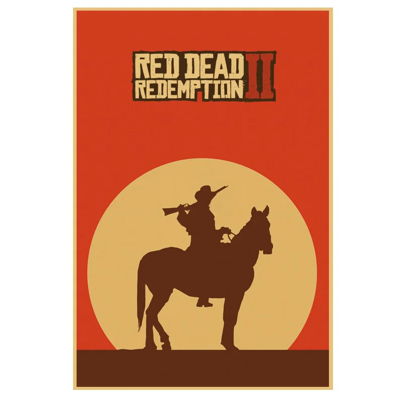 Red Dead Redemption 2 Game Poster Home Decor 30x45cm Retro Big KraftpaperStyle Wall Posters Vintage Internet Cafe Bar Decoration