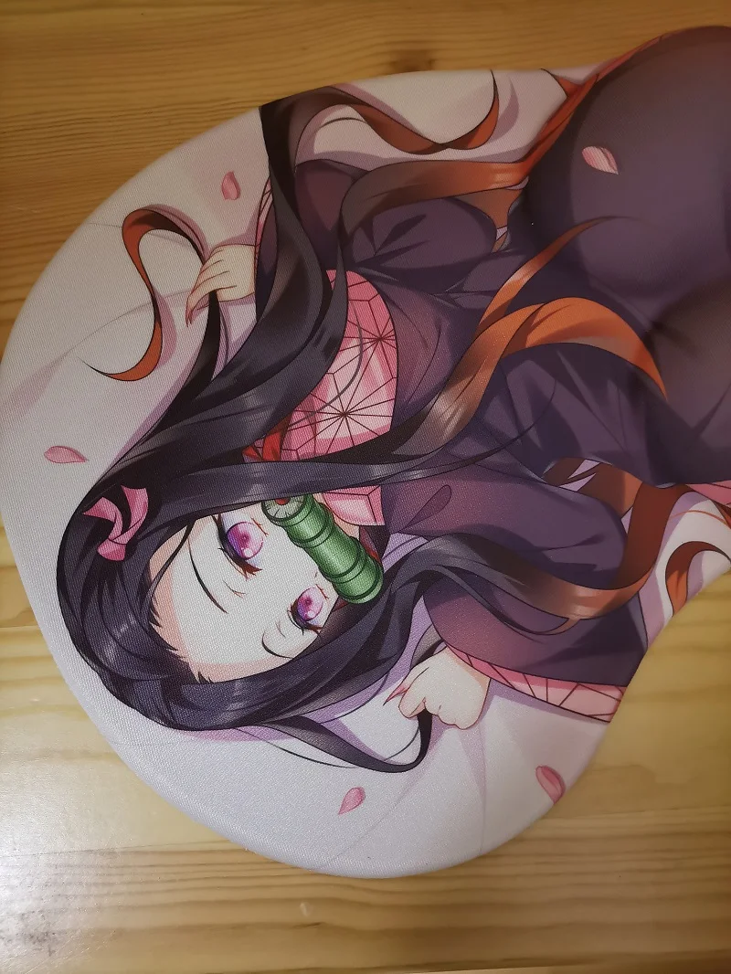 Anime Demon Slayer เซ็กซี่สะโพก3D Kamado Nezuko เมาส์ Pad 3D นุ่มหน้าอกแผ่นรองเม้าส์ส่วนที่เหลือ