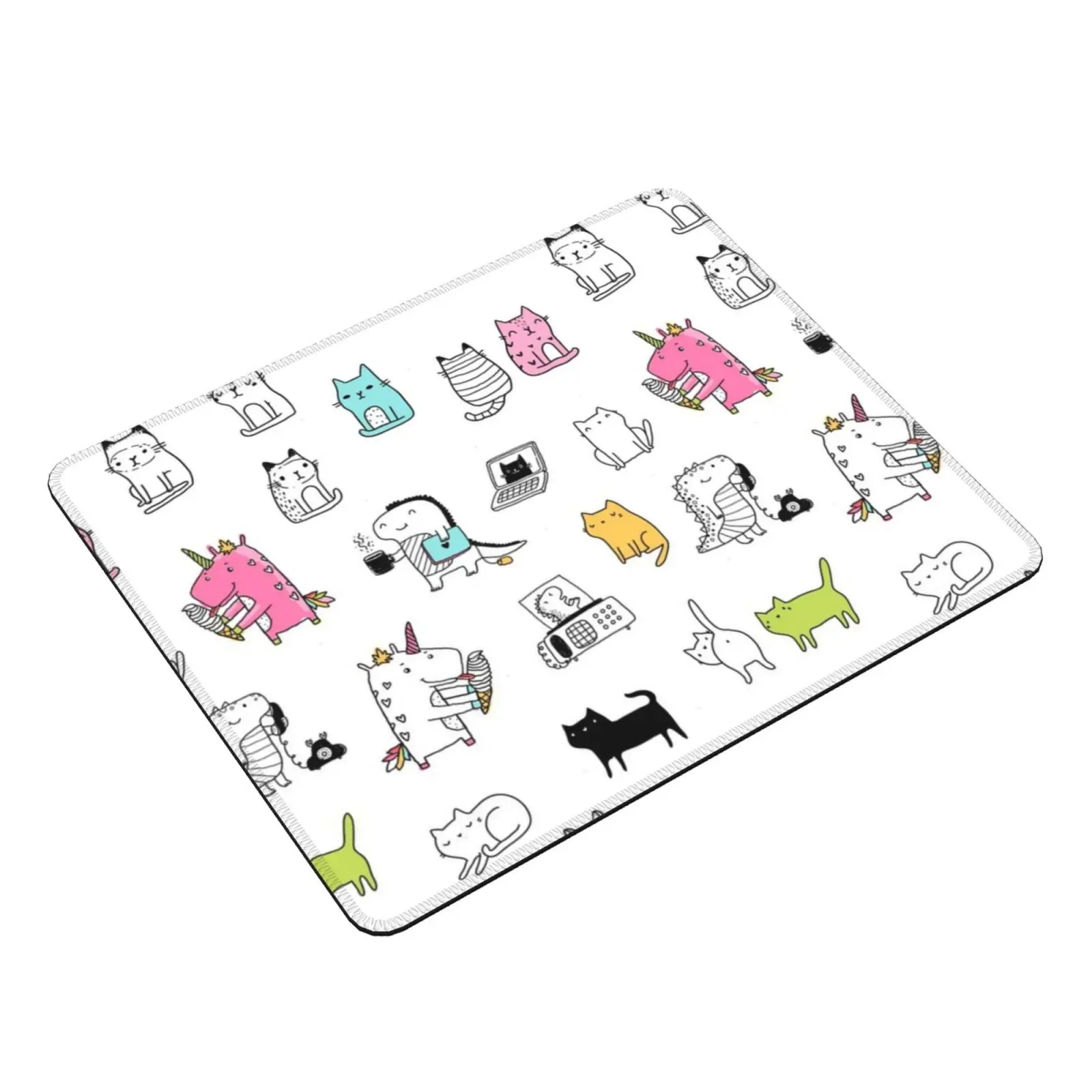 Cats. Dinosaurs. Unicorn. Sticker Set. Mouse Pad DIY Print Cushion Ice Cream Doodle Unicorn Kitten Dinosaur