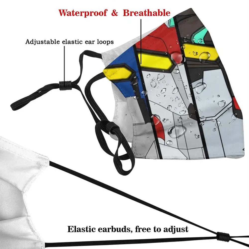 Voltronライオンポスターおかしい印刷再利用可能なPm2.5 フィルターフェイスマスクvoltron voltronライオンズ