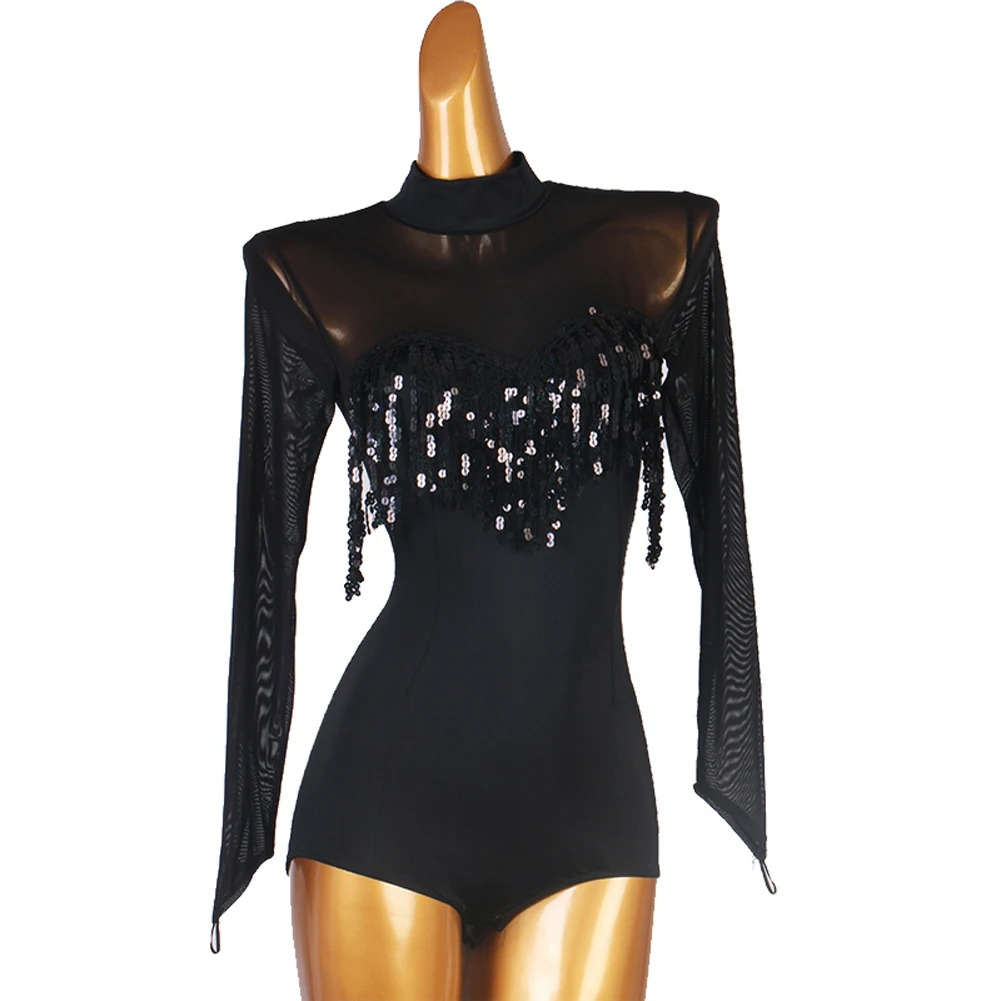 Latin Leotard Sequins Dance Competition Performance Costume Ballroom Practice Wear Gymnastics Clothes Nightclub Outfits