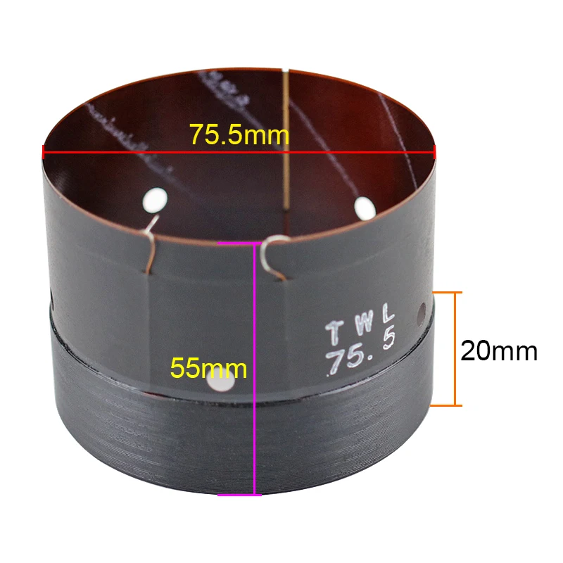 SHEVCHENKO 75.5MM Woofer Voice Coil Glass Fiber Coil Copper Wire Repair 75 Core Bass Speaker Accessories 500W-680W 2pcs