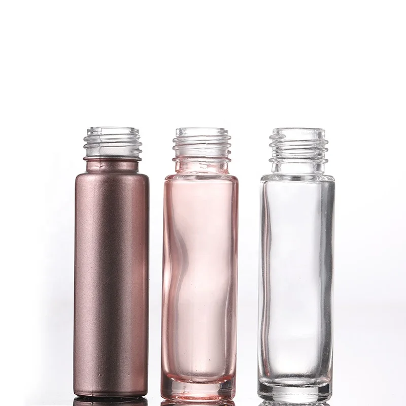 Essential Oil Use 10ml Pink Roll On Glass Roller Bottles With Crystal Gemstone Roller Ball And Rose Gold Cap