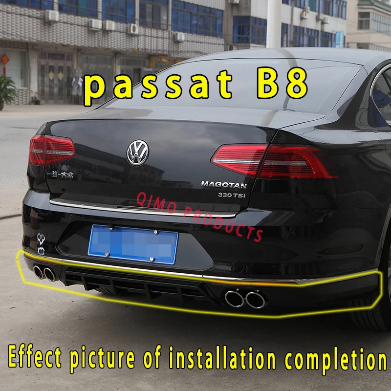 For Passat Variant B8 2015 2017 2018 2019 ABS Black Sliver Rear Bumper Lip Trunk Spoiler Sport Diffuser Protector Car Styling