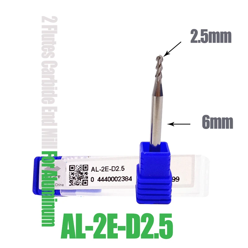 10pcs ZCC 2.5mm End Mill AL-2E-D2.5 Solid Carbide EndMill 2 flutes 6mm Straight Shank Milling Cutter for Aluminum