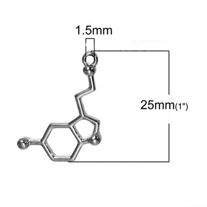 DoreenBeads Mode Metall Molekül Chemie Wissenschaft Charms Serotonin Silber Farbe Anhänger DIY Halskette Schmuck Geschenk, 10PCs – Detail 4