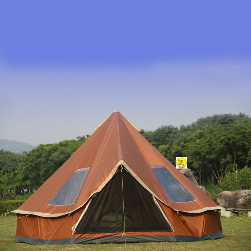 

Ultralarge 5-8 Person 400*400*250CM Waterproof Pyramid Tent Large Canopy Carpas De Camping