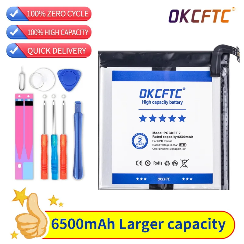 OKCFTC 6500mAh New Original Battery For GPD Pocket 2 Pocket2 Handheld Gaming Laptop 624284-2S Tablet