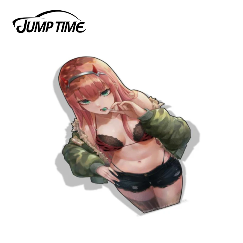 Jump Time 13cm x 9cm Car Sticker Darling in the Franxx 006  Zero Two Anime Decal Laptop Luggage Waterproof Car Accessories