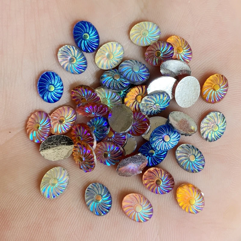 80pcs Mix AB Resin 6*8mm Oval Flatback Rhinestone Child Scrapbook Craft/wedding Garment Accessory W13