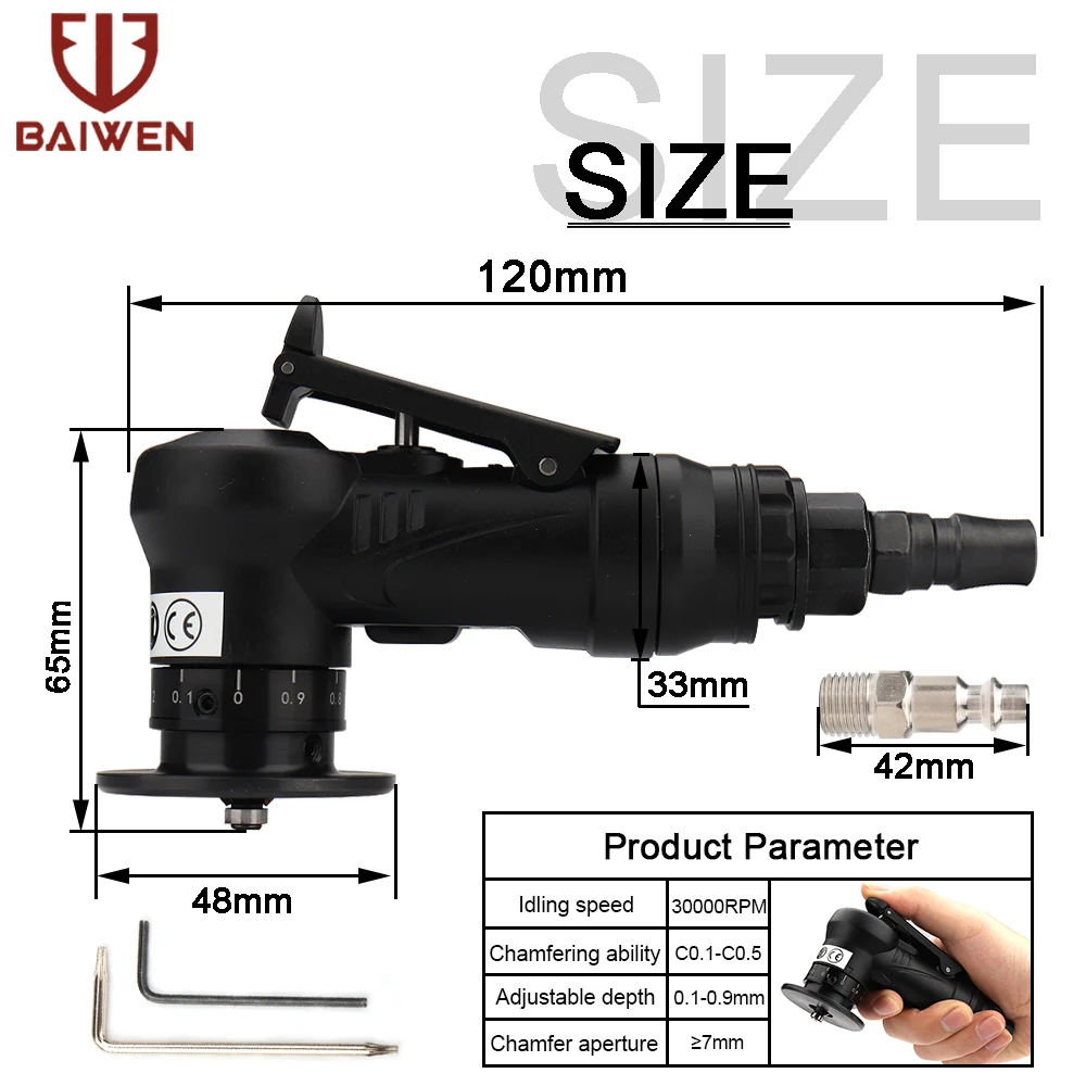 Mini Handheld Pneumatic Chamfering Machine 45 Degree Arc Beveling Machine Metal Deburring Trimming Machine