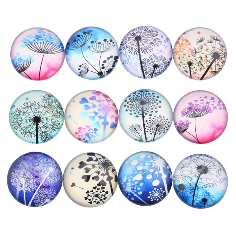 Mix Dandelion Photo Round Glass Cabochon 8mm 10mm 12mm 20mm 25mm 30mm Diy Flatback Jewelry Findings For Earrings Pendants Making