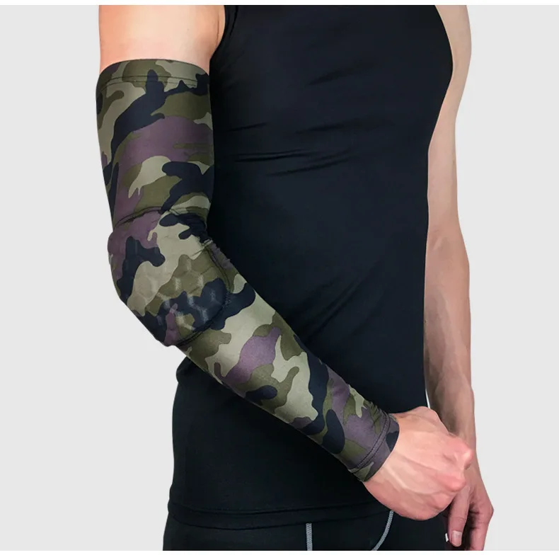 Sports elbow protection camouflage breathable collision proof elbow joint pad protection basketball football honeyco arm sleeve