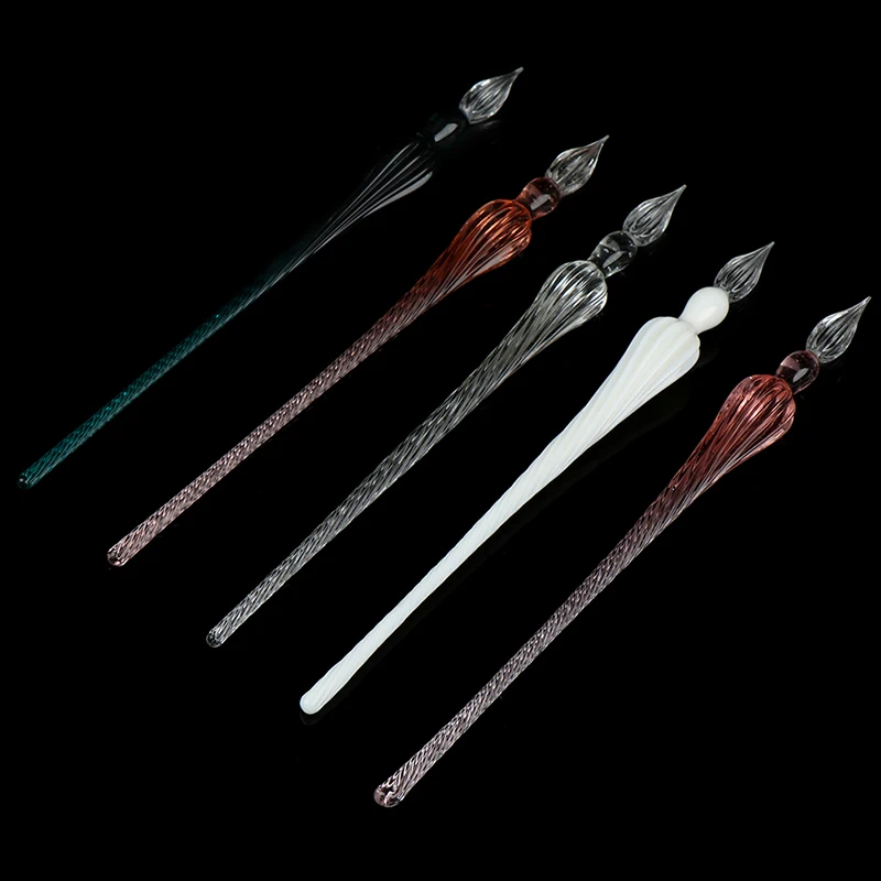 1 Pc Set di penne per immersione in vetro cristallo penna stilografica con inchiostro Non carbone strumenti per la scrittura penna in vetro di Lime Soda