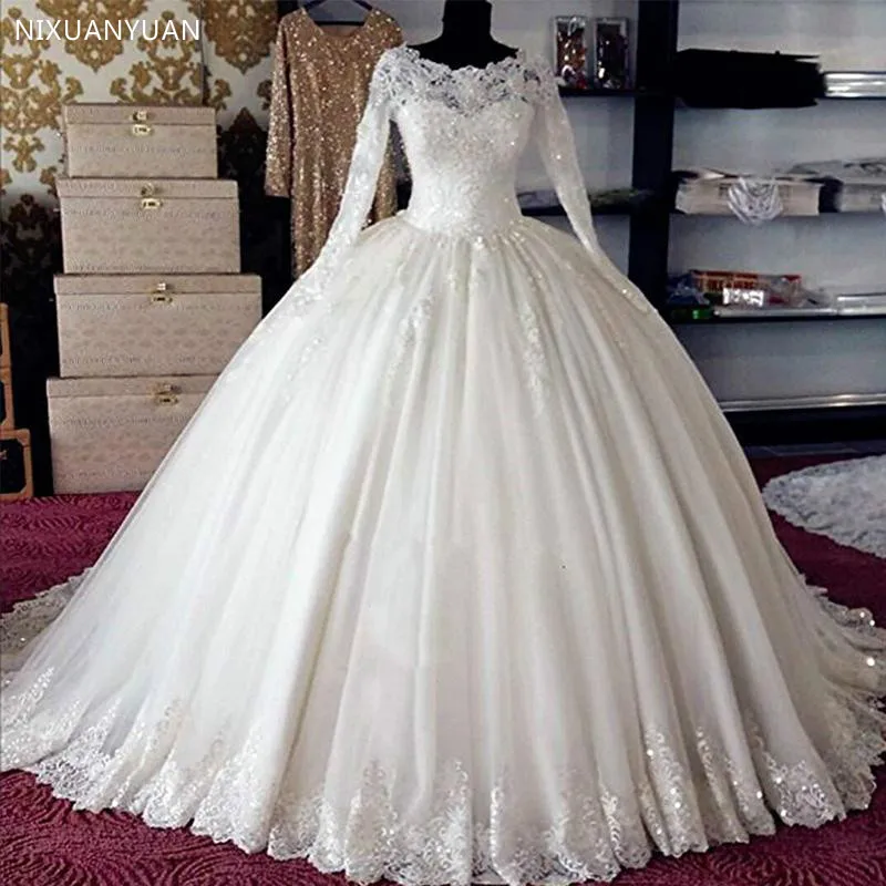 Ball Gown Wedding Dresses Turkey Vestidos De Noiva Vintage Wedding Gowns Lace Bride Dress 2023 Long Sleeve Gelinlik