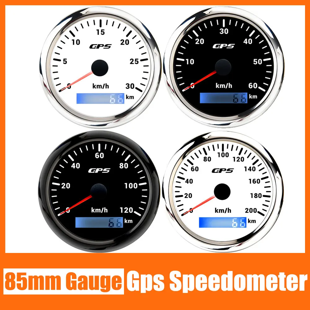 

85MM Speed Meter 7 Color Backlight GPS Speedometer With GPS Antenna 30/60/120/200 Km/h Fit Marine Boat Car Auto Truck Motorcy