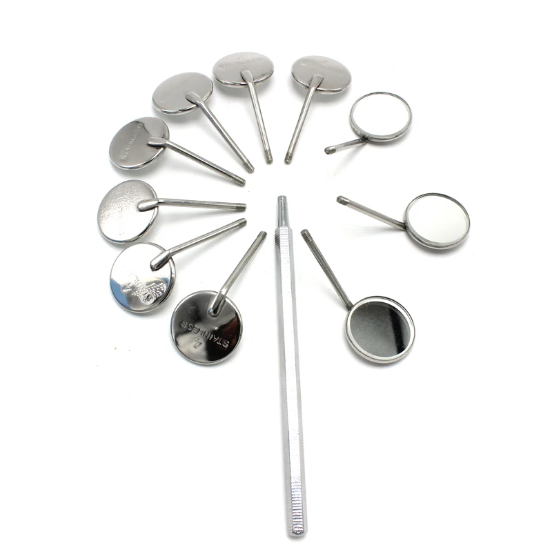 10Pcs Mirror + Handle Dental Mirror Stainless Steel Mouth Mirror Dental Hygiene Kit Instrument Dental Reflector Dentist Tools