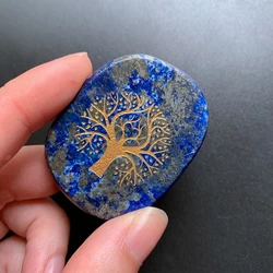 Natural Blue Lapis Lazuli Family Tree of Life Palm Stone Meditation Palmstone Spiritual Healing Crystals Home Decor 1pc