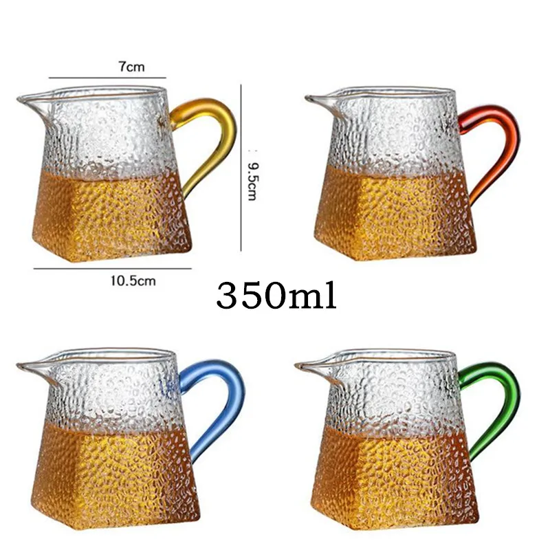 Heat-Resistant Glass Tea Cup, Creative Square Bottom Teacups, Milk Coffee Pot, Water Jug, Kitchen Container, Hammer Texture