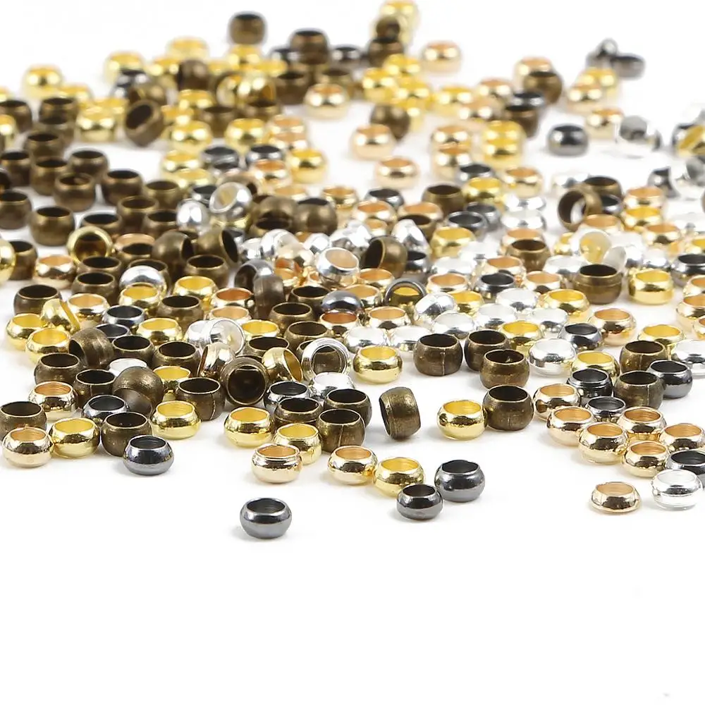 100-500pcs/lot Gold Silver Copper Ball Crimp End Beads 1.5-4mm Stopper Spacer Beads Diy For Jewelry Making Findings Supplies